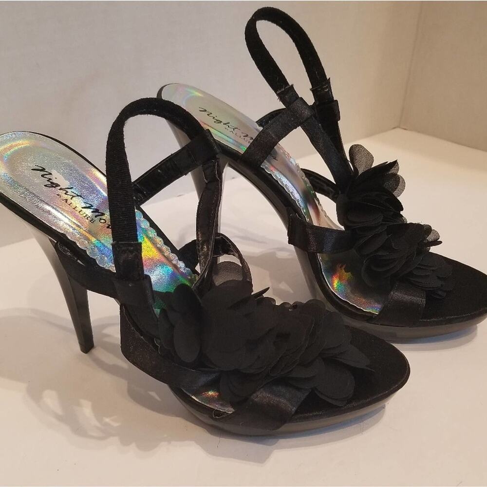 Night‎ Moves Allure New Black Heels Party Comfortable 5 inch Heel Women's Size 8